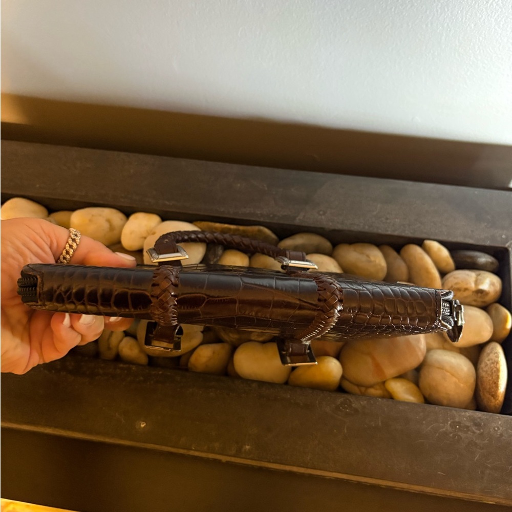 Brighton Brown Croc-Embossed Handbag - Picture 6 of 7
